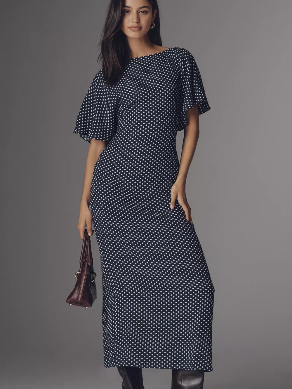 Reformation Navy and White Polka Dot Maxi Dress - Picture 1 of 11